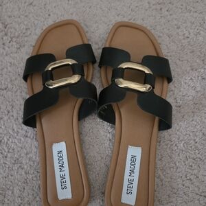 Steve Madden Black Slide Sandals